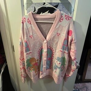 Hot Topic Snowman And Gingerbread Christmas Cardigan